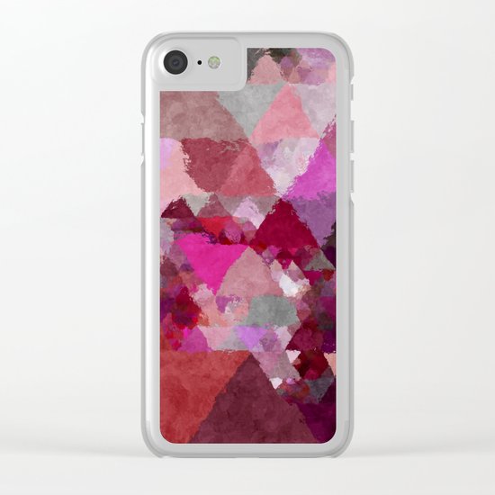When the night comes- Dark red purple triangle pattern- Watercolor Illustration Clear iPhone Case
