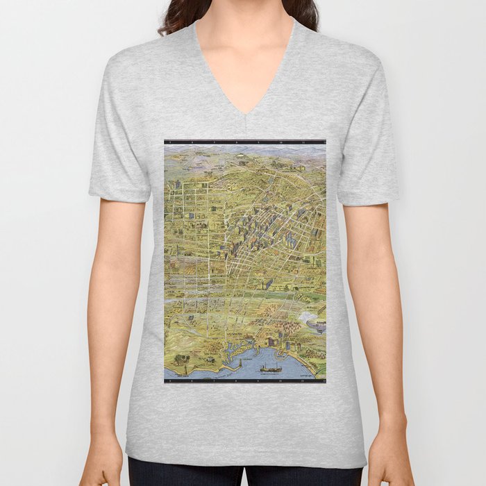 Map of Los Angeles - California - 1932 vintage pictorial map V Neck T Shirt