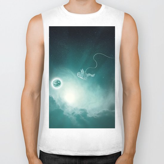 Astronaut Cast Away in Space Biker Tank