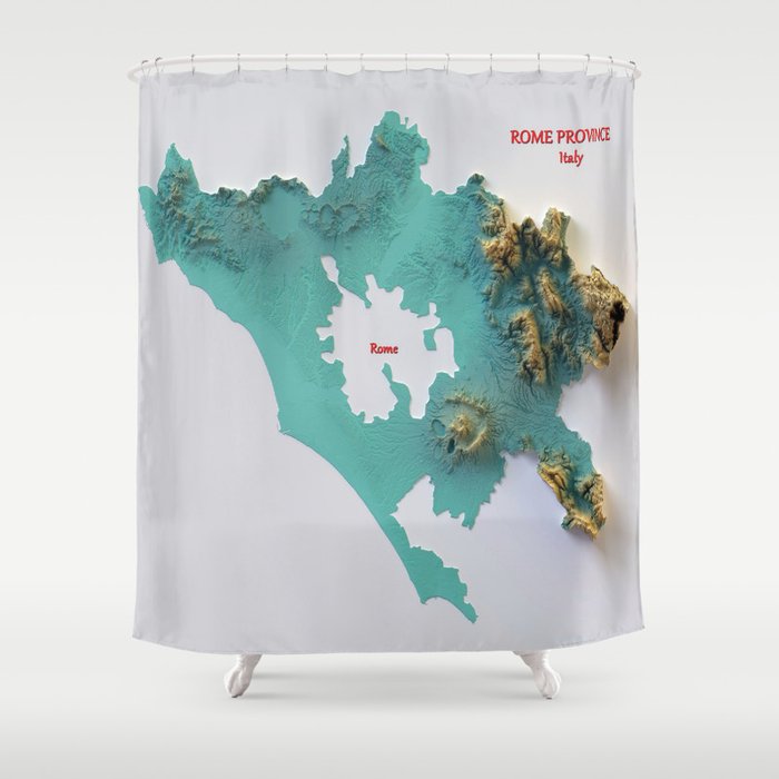 Rome map shaded relief 3d effects Shower Curtain