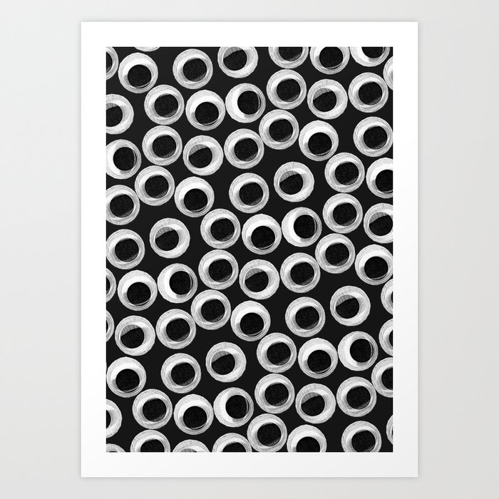 Googly eye pattern – black Art Print