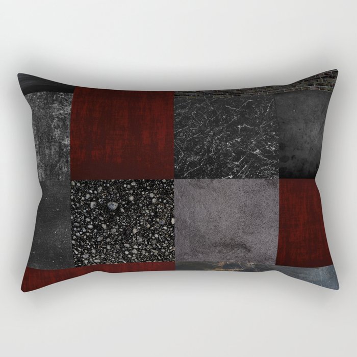 Patchwork (Burgundy + Black) Rectangular Pillow
