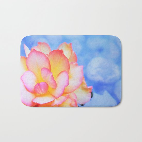 begonie on blue water Bath Mat