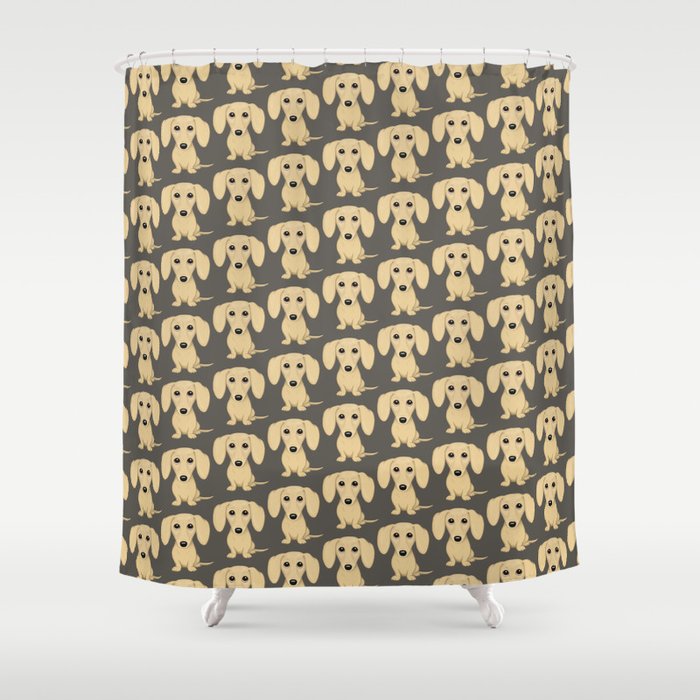 Cream Dachshund | Cute Cartoon Wiener Dog Shower Curtain