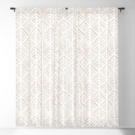 Abstract Leaf Pattern in Tan Blackout Curtain