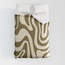 Retro 70s Liquid Swirl on Fir Green  Comforter