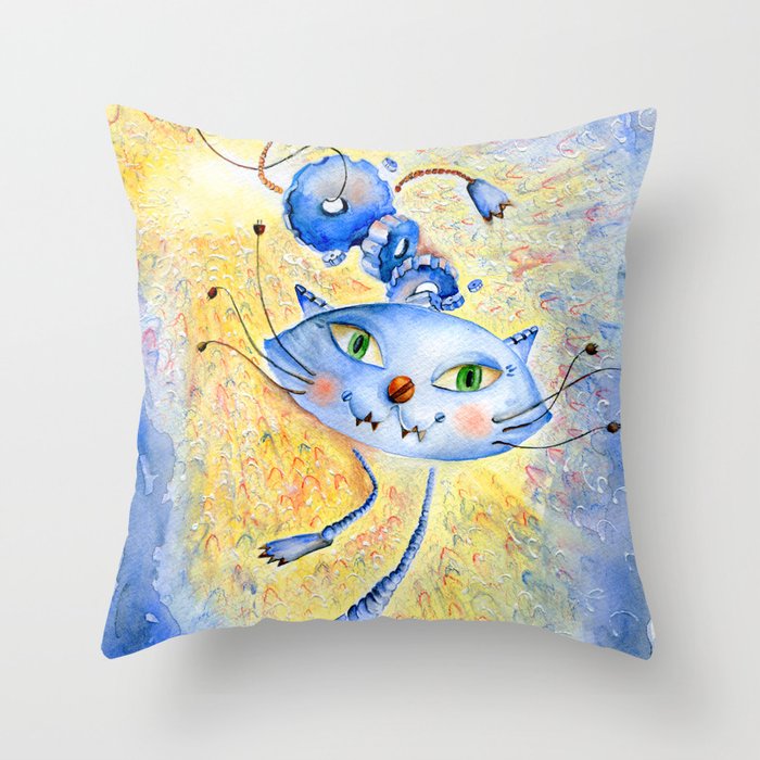 Cat. Inspired By Futurism Throw Pillow