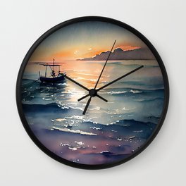 Dawn on the Sea Watercolor Wall Clock