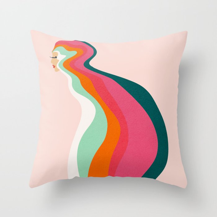 Abstraction_MY_LADY_SEXY_RAINBOW_SMOOTH_POP_ART_0302A Throw Pillow
