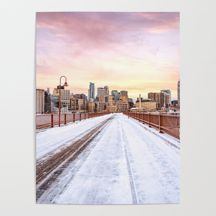 Sunset at the Stone Arch Bridge | Photography and Collage Poster