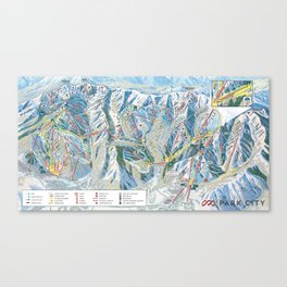 Park City Utah Trail Map Ski Snowboard Canvas Print