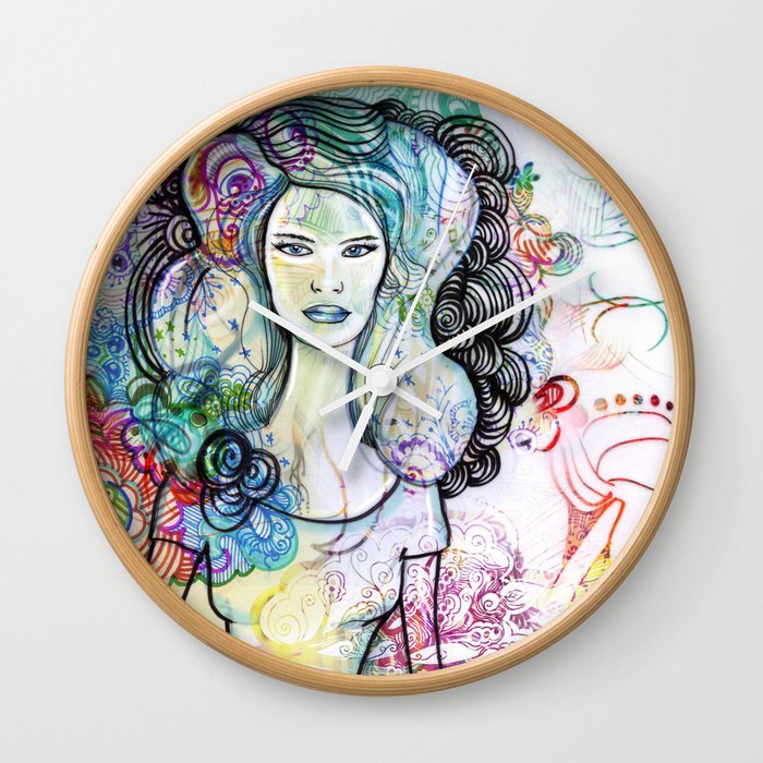 doodle girl Wall Clock