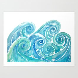 Watercolor Waves Art Print