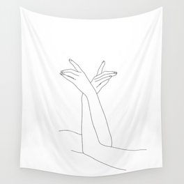 Linked Arms Line Drawing - Hallie Wall Tapestry