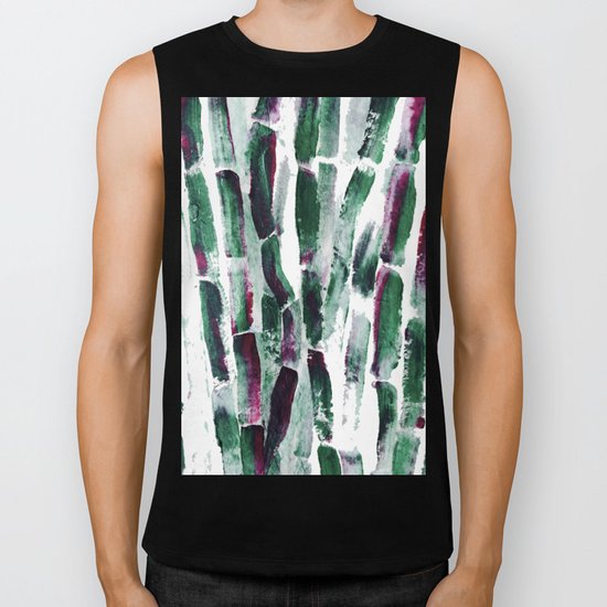 Greenery and Purple Art Sugar Cane Biker Tank