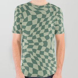 Sage green checker symmetrical pattern All Over Graphic Tee