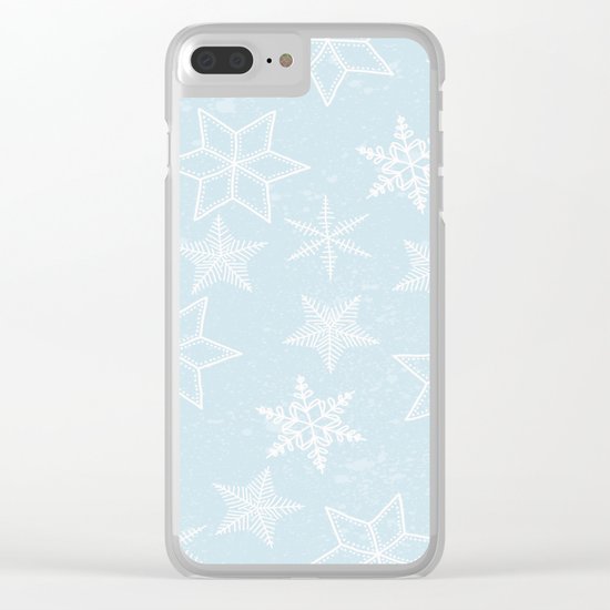 Snowflakes on light blue background Clear iPhone Case