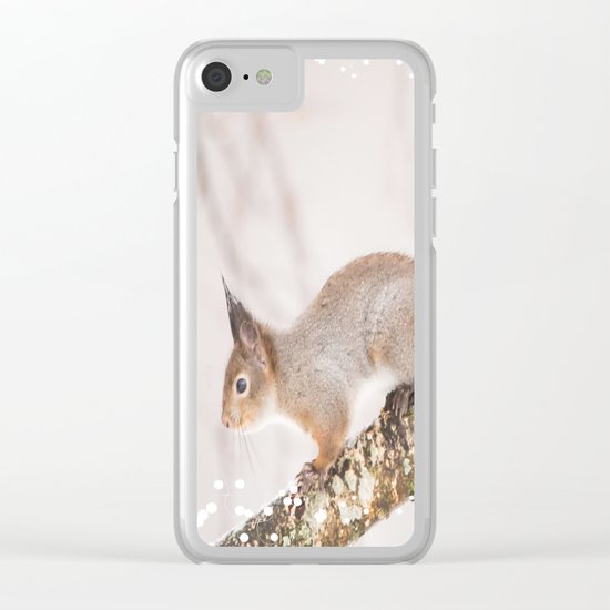 Little squirrel jumping on the branch Clear iPhone Case