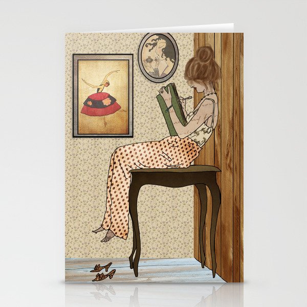 Woman Writer, Vintage Aesthetic, 1900s, Flapper, Golden Era, English Literature Stationery Cards