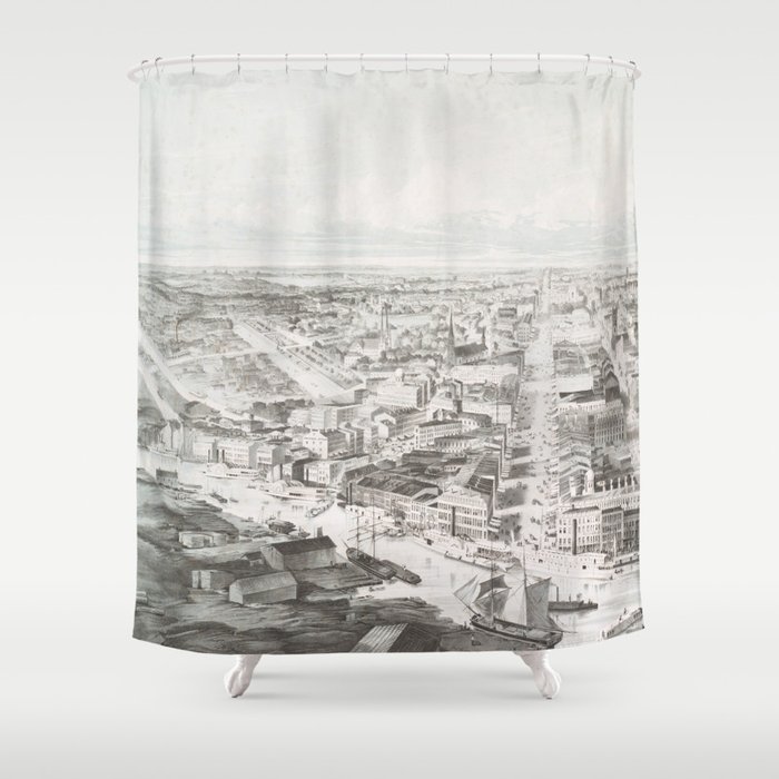 Vintage Pictorial Map Of Buffalo Ny 1853 Shower Curtain By