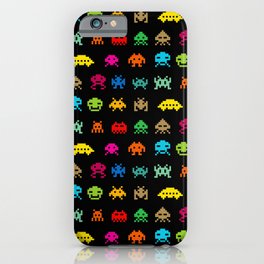 Invaders of Space retro arcade video game pattern design iPhone Case