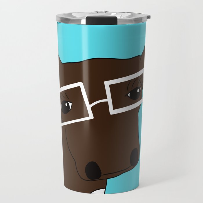 Matilda the Hipster Cow Travel Mug | Drawing, Digital, Cow, Cow-art, Hipster-cow, Bovine, Bovine-art, Brown-and-white-cow, Fun-cow-art, Cow-with-glasses