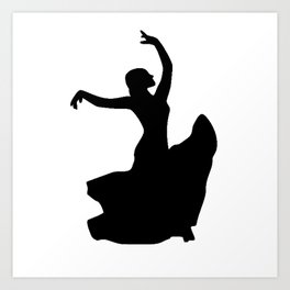 Flamenco Dancer in White Circle Art Print