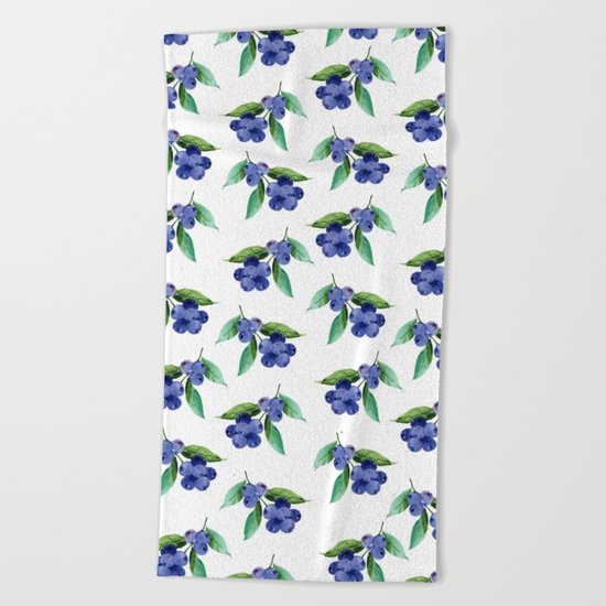 Blueberries Stripes Beach Towel