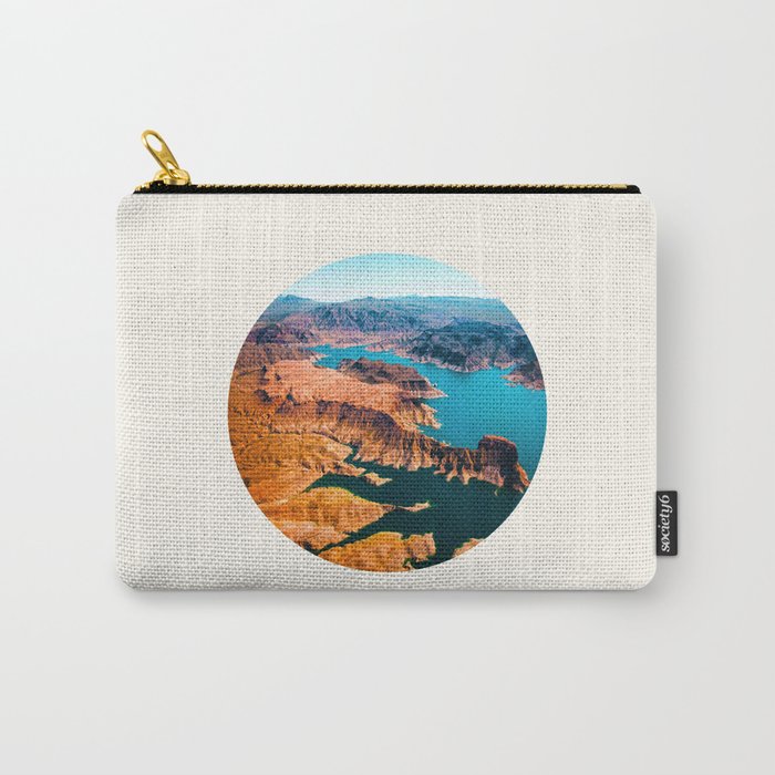 Mid Century Modern Round Circle Photo Burnt Sienna Landscape Meets Blue Turquoise Waters Carry-All Pouch
