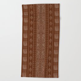 Brown Ethnic Tribal Style Pattern Beach Towel