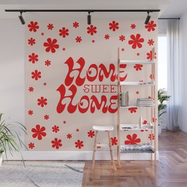 Home Sweet Home, Red and Light Pink Wall Mural