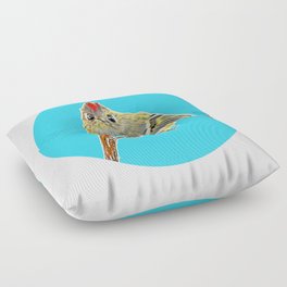 Illustration of a ruby crowned kinglet  Floor Pillow