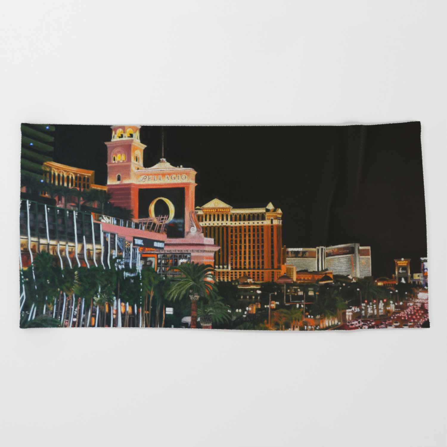 Las Vegas Strip Oil On Canvas Beach Towel By Davidrives Society6 Las Vegas Strip Oil On Canvas Beach