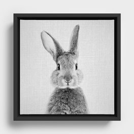 Rabbit - Black & White Framed Canvas