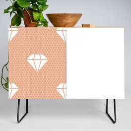 White Diamond Lace Vertical Split on Peach Orange Credenza