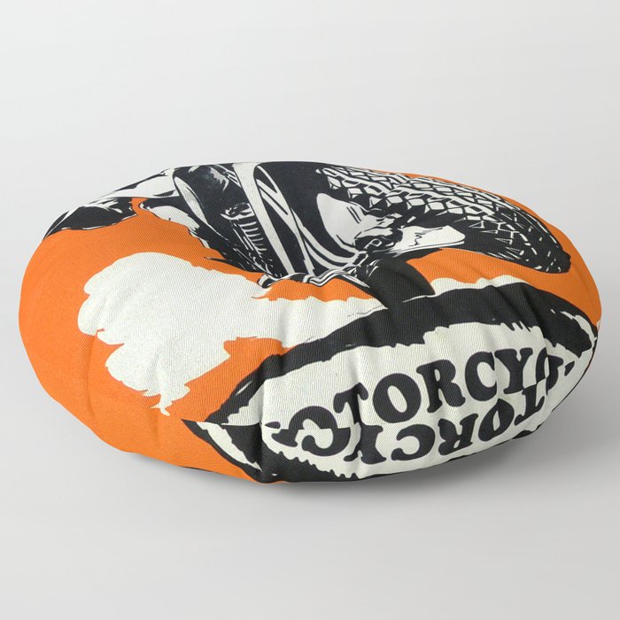 Motorcycle Races - Vintage Poster Floor Pillow