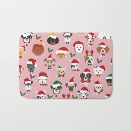 Christmas Dog Pattern Illustration Bath Mat | Xmasdogs, Dogs, Pet, Curated, Pets, Funny, Dog, Antlers, Animal, Christmas 