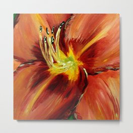 Pink with Red Daylily Metal Print