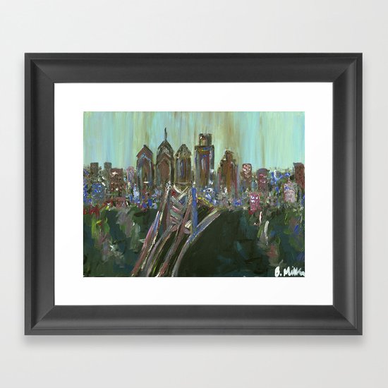 Earth-tone Philly Skyline Framed Art Print