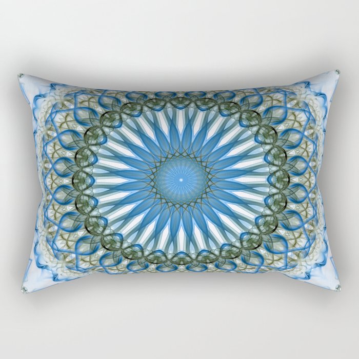 White,blue and green mandala Rectangular Pillow