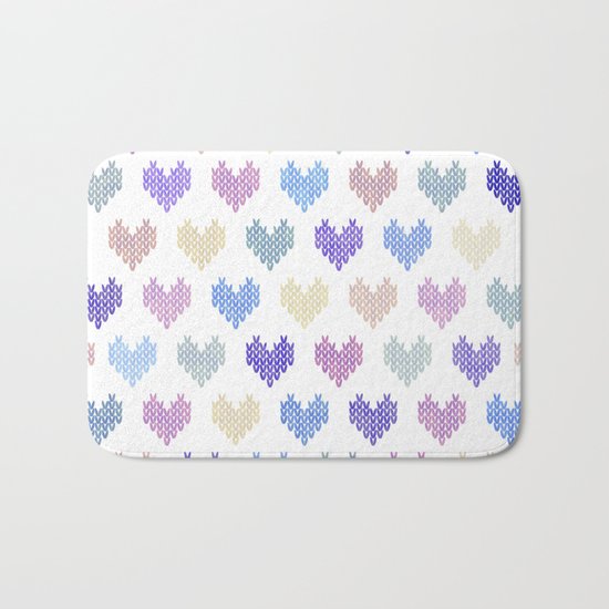 Colorful Knitted Hearts VII Bath Mat