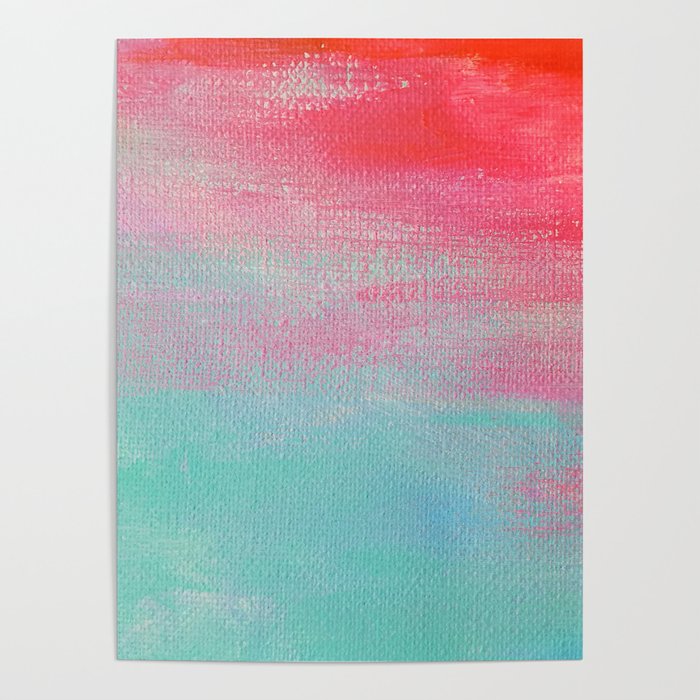 Abstract Turquoise and Red Poster