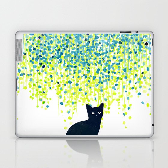 Cat in the garden under willow tree Laptop & iPad Skin
