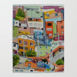 Casas de colores. Medellín Poster
