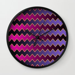 Purple Gold Pink Modern Zig-Zag Line Collection Wall Clock