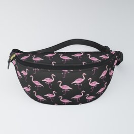 Pink Flamingos Pattern & Black Fanny Pack