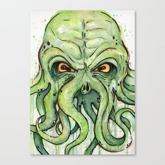 Cthulhu HP Lovecraft Green Monster Tentacles Canvas Print