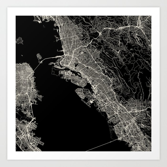 OAKLAND - City Map - Minimal Aesthetic Art Print