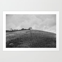 Rainy Day in The Mountain - Black and White Art Print
