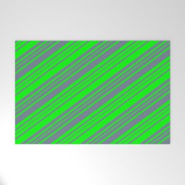 [ Thumbnail: Lime and Slate Gray Colored Stripes/Lines Pattern Welcome Mat ]